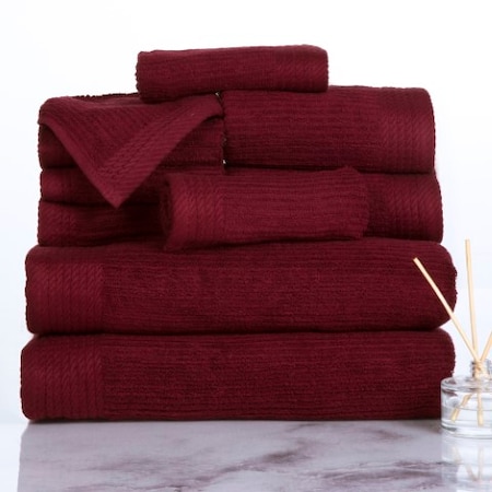 Hastings Home Ribbed 100 Percent Cotton 10 Piece Towel Set - Burgundy 338026PCI